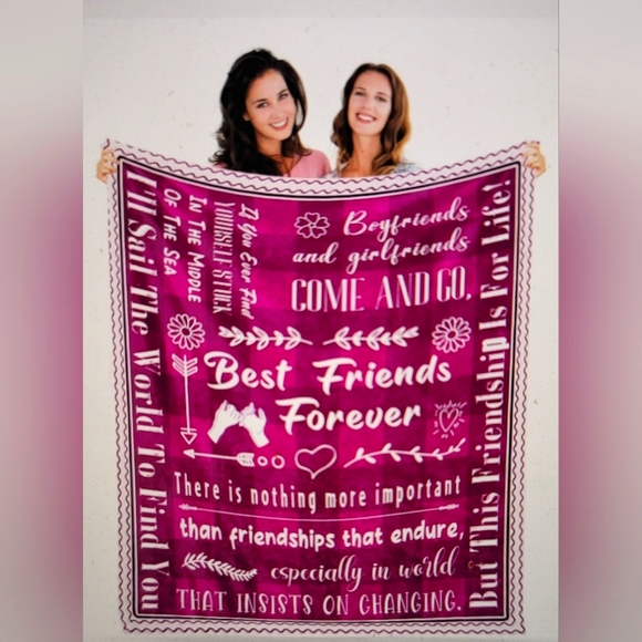 BRAND NEW BEST FRIEND BLANKET 60 X 50 BFF TEENS GIRLS WOMEN MOM BIRTHDAY - Picture 1 of 4